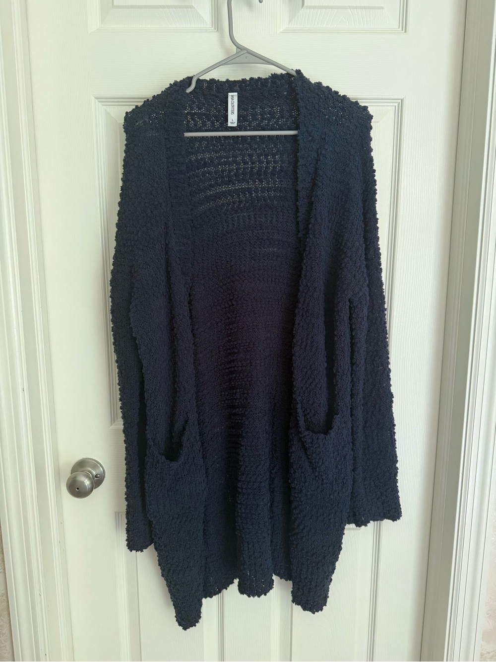 Zenana Outfitters Navy Open-Front Textured Cardigan